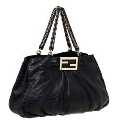Pre Owned Fendi Black Leather Mia Shoulder Bag