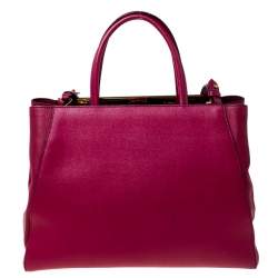 Pre Owned Fendi Burgundy Leather Medium 2Jours Tote