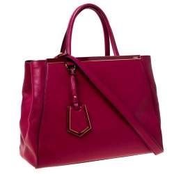 Pre Owned Fendi Burgundy Leather Medium 2Jours Tote
