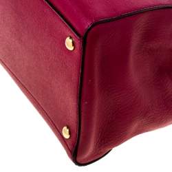 Pre Owned Fendi Burgundy Leather Medium 2Jours Tote