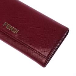 Pre Owned Fendi Red Leather Flap Continental Wallet