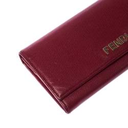 Pre Owned Fendi Red Leather Flap Continental Wallet
