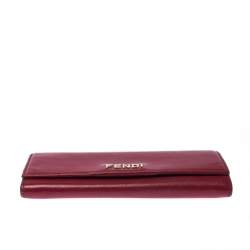 Pre Owned Fendi Red Leather Flap Continental Wallet