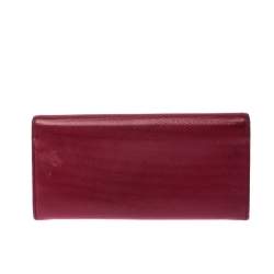 Pre Owned Fendi Red Leather Flap Continental Wallet