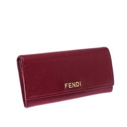 Pre Owned Fendi Red Leather Flap Continental Wallet