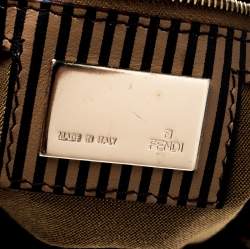 Pre Owned Fendi Brown/Black Stripe Perforated Leather Chef Chain Hobo