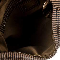 Pre Owned Fendi Brown/Black Stripe Perforated Leather Chef Chain Hobo