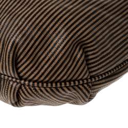 Pre Owned Fendi Brown/Black Stripe Perforated Leather Chef Chain Hobo