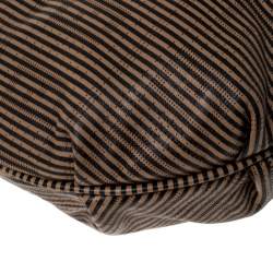 Pre Owned Fendi Brown/Black Stripe Perforated Leather Chef Chain Hobo