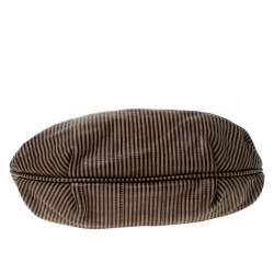 Pre Owned Fendi Brown/Black Stripe Perforated Leather Chef Chain Hobo