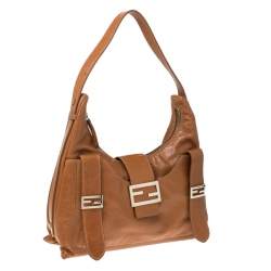 Pre Owned Fendi Tan Leather Mamma Baguette Bag