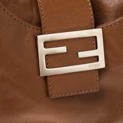 Pre Owned Fendi Tan Leather Mamma Baguette Bag