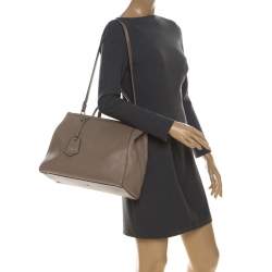 Pre Owned Fendi Dark Beige Leather Medium 2jours Tote