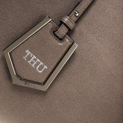 Pre Owned Fendi Dark Beige Leather Medium 2jours Tote