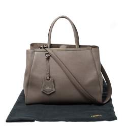 Pre Owned Fendi Dark Beige Leather Medium 2jours Tote