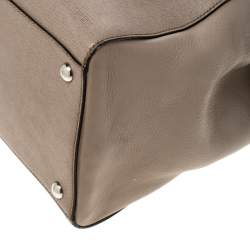 Pre Owned Fendi Dark Beige Leather Medium 2jours Tote