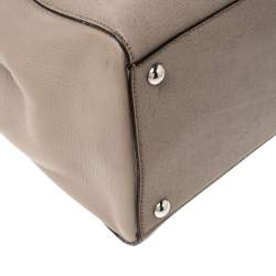 Pre Owned Fendi Dark Beige Leather Medium 2jours Tote