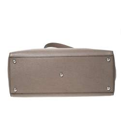 Pre Owned Fendi Dark Beige Leather Medium 2jours Tote