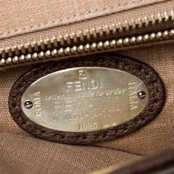 Pre Owned Fendi Metallic Brown Selleria Leather Large Peekaboo Top Handle Bag