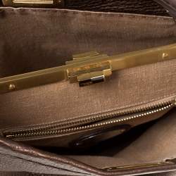 Pre Owned Fendi Metallic Brown Selleria Leather Large Peekaboo Top Handle Bag