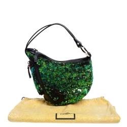 Pre Owned Fendi Blue/Green Sequin Oyster Hobo