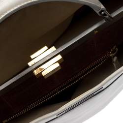 Pre Owned Fendi Off White Leather Large Peekaboo Top Handle Bag