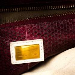 Pre Owned Fendi Off White Leather Large Peekaboo Top Handle Bag