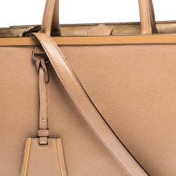 Pre Owned Fendi Beige Leather Medium 2Jours Tote
