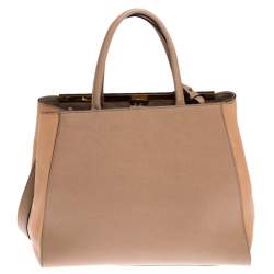 Pre Owned Fendi Beige Leather Medium 2Jours Tote