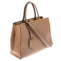 Pre Owned Fendi Beige Leather Medium 2Jours Tote