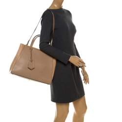 Pre Owned Fendi Beige Leather Medium 2Jours Tote