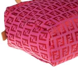 Pre Owned Fendi Red/Pink Zucchino Canvas Pochette 