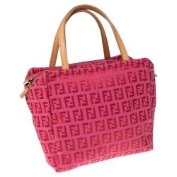 Pre Owned Fendi Red/Pink Zucchino Canvas Pochette 