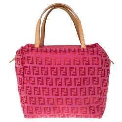 Pre Owned Fendi Red/Pink Zucchino Canvas Pochette 