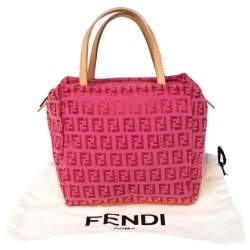 Pre Owned Fendi Red/Pink Zucchino Canvas Pochette 