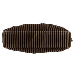 Pre Owned Fendi Brown/Black Striped Velvet and Calfhair B Bis Shoulder Bag