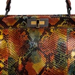 Pre Owned Fendi Multicolor Python Large Peeakboo Top Handle Bag