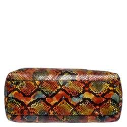 Pre Owned Fendi Multicolor Python Large Peeakboo Top Handle Bag