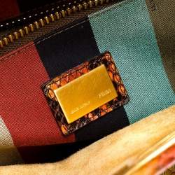 Pre Owned Fendi Multicolor Python Large Peeakboo Top Handle Bag