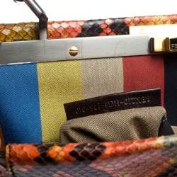 Pre Owned Fendi Multicolor Python Large Peeakboo Top Handle Bag