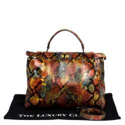 Pre Owned Fendi Multicolor Python Large Peeakboo Top Handle Bag