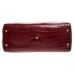 Fendi Red Crocodile Large Peekaboo Top Handle Bag