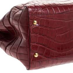 Fendi Red Crocodile Large Peekaboo Top Handle Bag