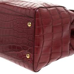 Fendi Red Crocodile Large Peekaboo Top Handle Bag