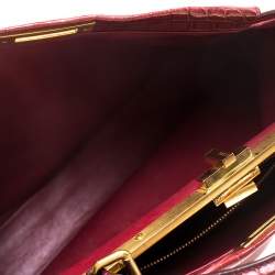 Fendi Red Crocodile Large Peekaboo Top Handle Bag