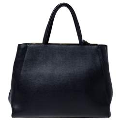 Pre Owned Fendi Black Leather Medium 2Jours Tote