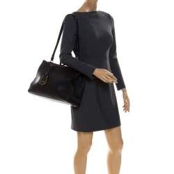 Pre Owned Fendi Black Leather Medium 2Jours Tote