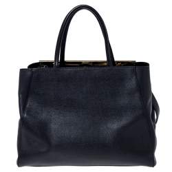 Pre Owned Fendi Black Leather Medium 2Jours Tote