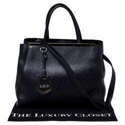 Pre Owned Fendi Black Leather Medium 2Jours Tote