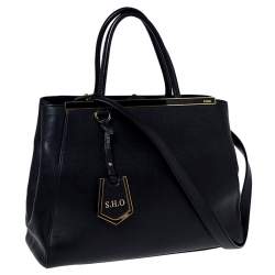 Pre Owned Fendi Black Leather Medium 2Jours Tote